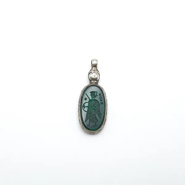 Pandantiv Afgan inger agat.verde Argint