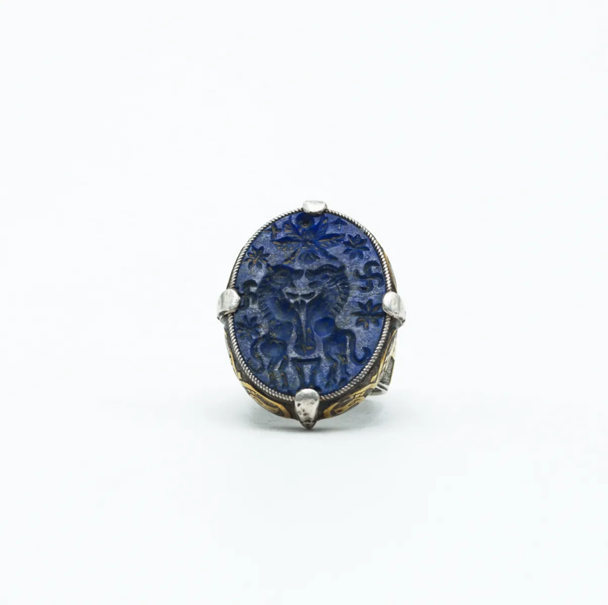Inel Afgan doi lei lapis.lazuli Argint