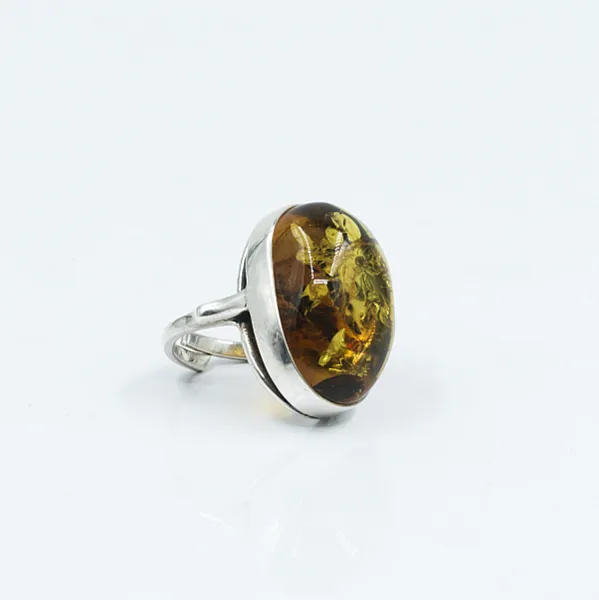 Inel oval chihlimbar 2.9cm Argint