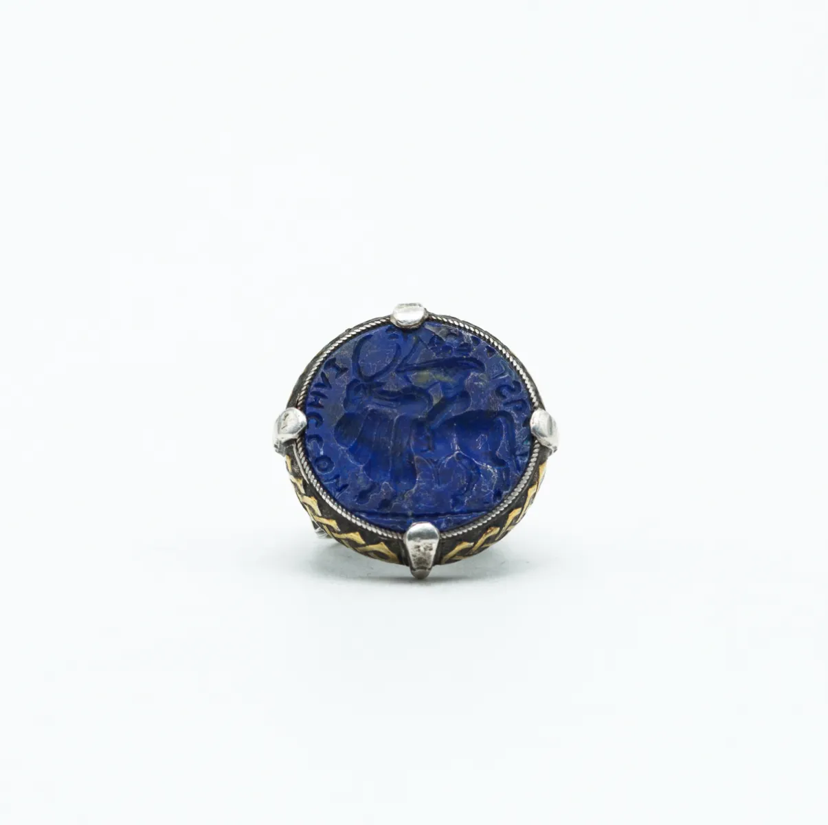Inel Afgan rotund arcas lapis.lazuli Argint