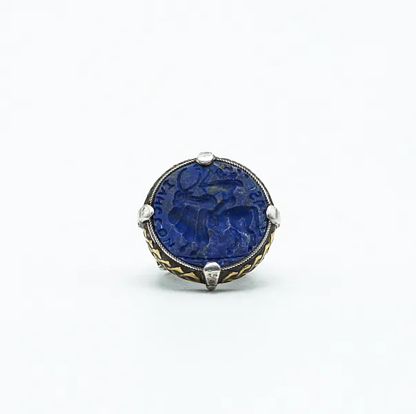 Inel Afgan rotund arcas lapis.lazuli Argint