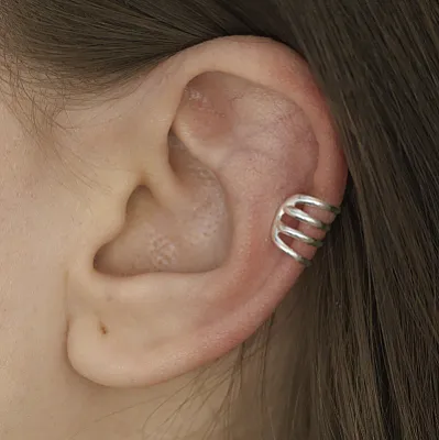Cercei earcuff 4 linii 1cm Argint - 1