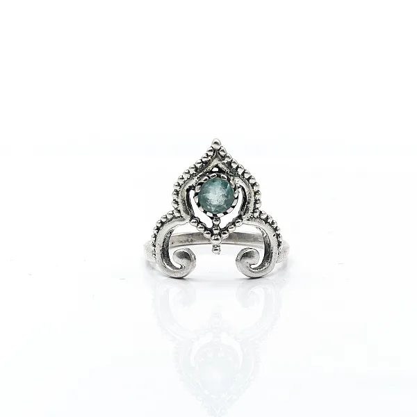 Inel tiara piatra naturala topaz bleu Argint