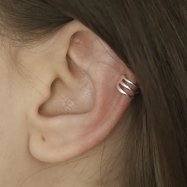 Cercei earcuff 3 linii xxs Argint