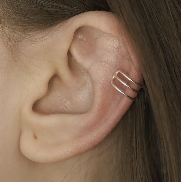Cercei earcuff 3 linii 6mm Argint