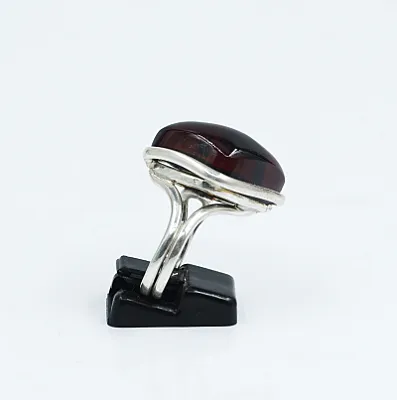 Inel triunghiular chihlimbar rosu 2.8cm Argint - 4