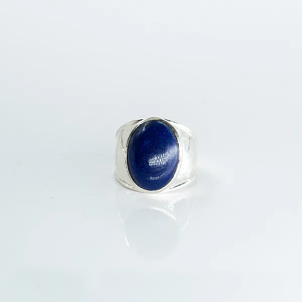 Inel oval simplu piatra lapis.lazuli Argint