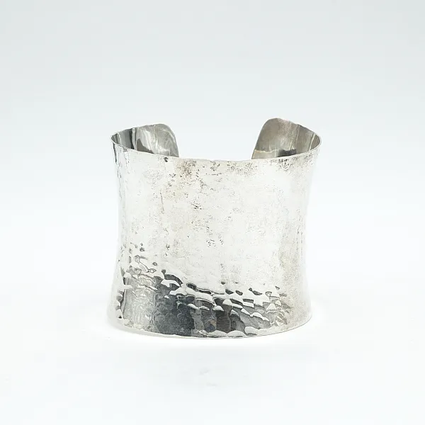 Bratara fixa concava hammered 6cm Argint