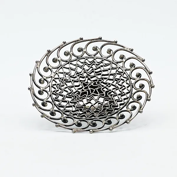 Inel disc broderie sparta 6.2cm Argint