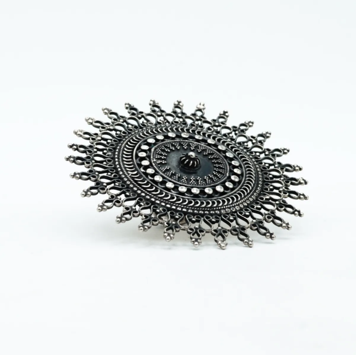 Inel disc solar India 7.5cm Argint