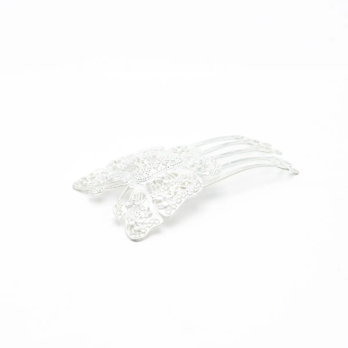 Pieptan model fluture filigranat alb Argint