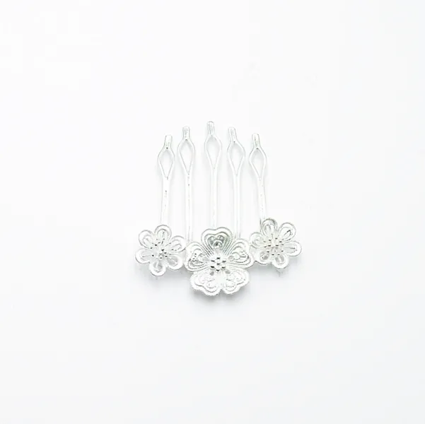 Pieptan trio floral Argint