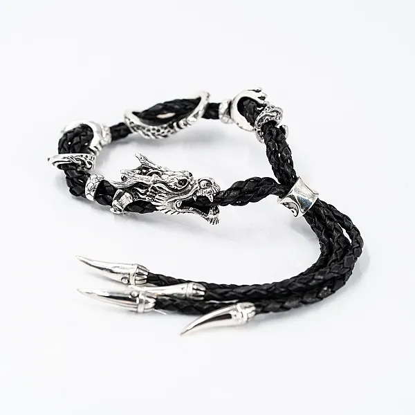 Bratara piele dragon gheare Argint